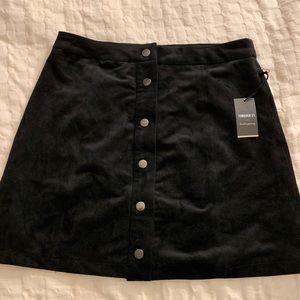 Black Suede Button Skirt